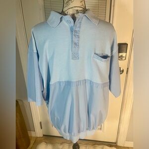 Vintage Members Only 1X Blue Two‎ Tone Polo Shirt XL Pocket Elastic Waist